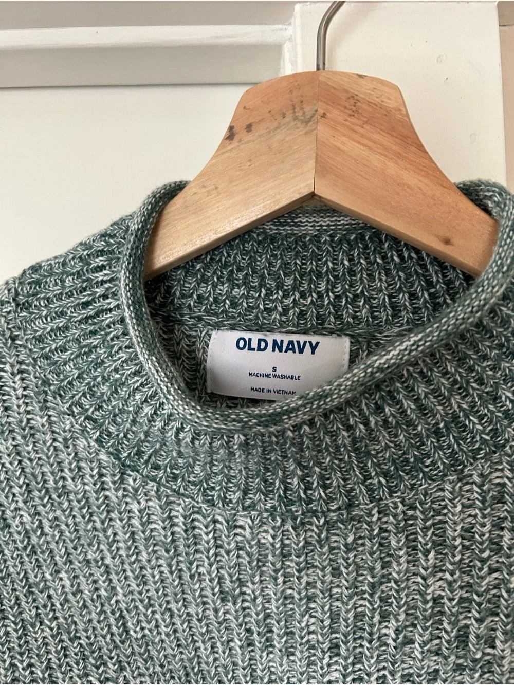 Old Navy Women's Heathered Teal Knit Sweater, mock neck